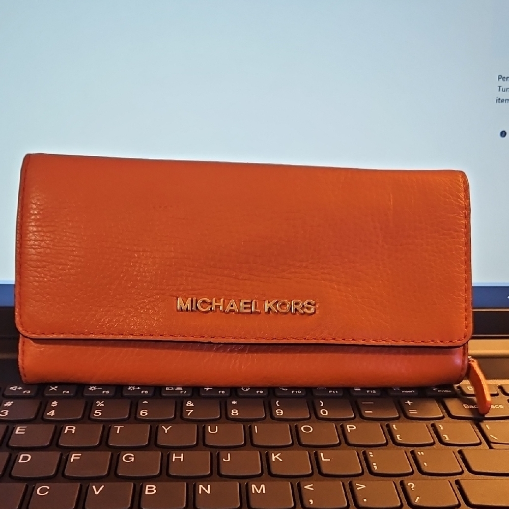 Michael Kors Tangerine Leather Clutch